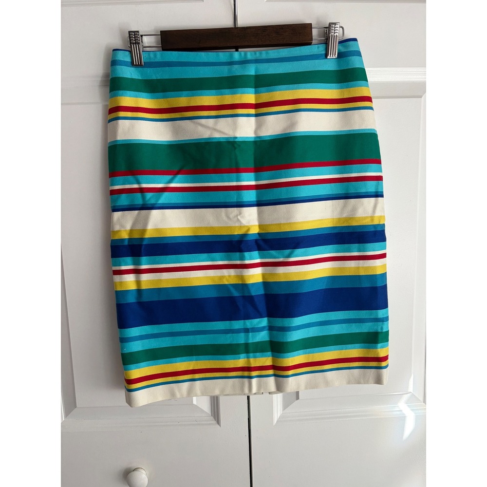 Talbots Petites Striped Pencil Skirt Multi Color Blue Green Yellow 6P